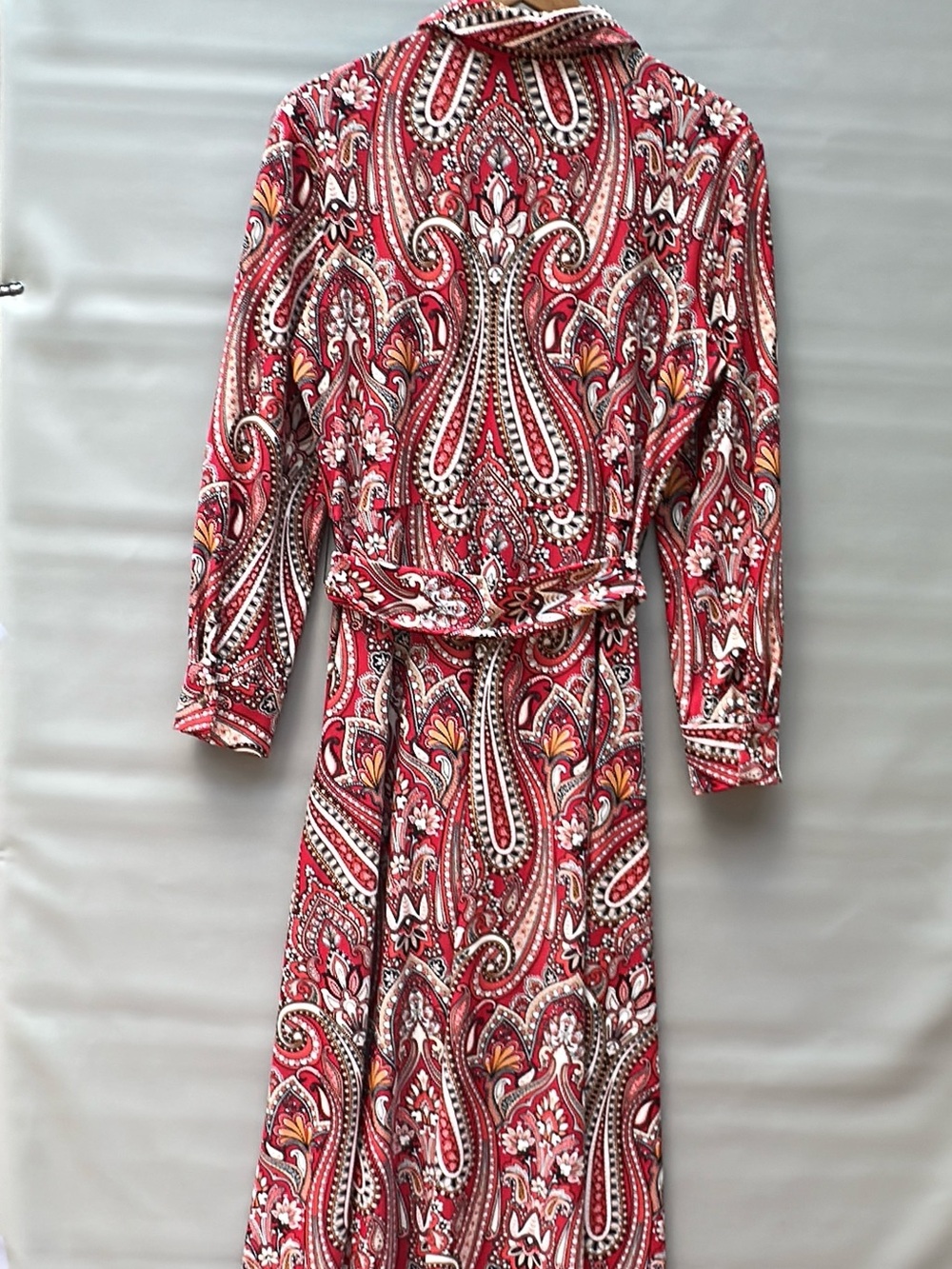 Jude Connally Red Paisley Long-Sleeve Shirt Dress XL NWT - Picture 5 of 11